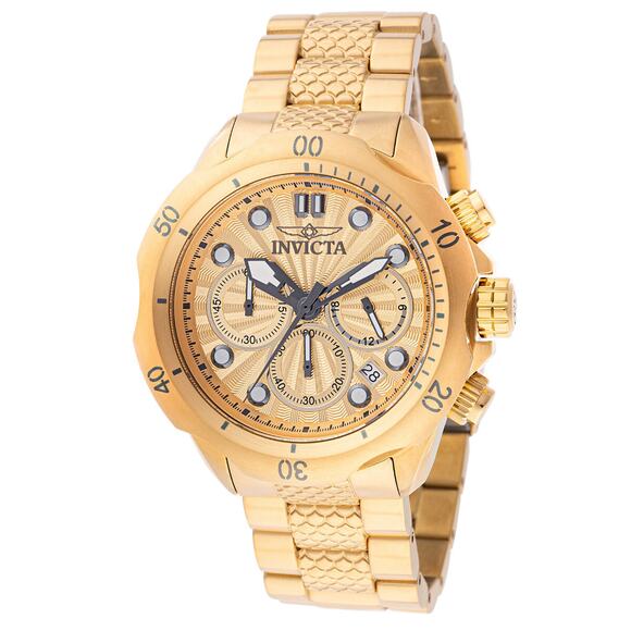 Invicta Venom Chronograph Dial 46mm Stainless Steel Gold Men's Watch - Picture 1 of 2
